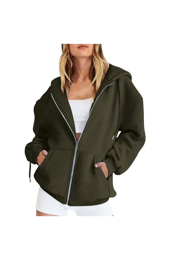 Womens Zip Up Hoodies 2025 Oversized Hoodie for Women Trendy Hooded Sweatshirts Fall Winter Zipper Jacket
