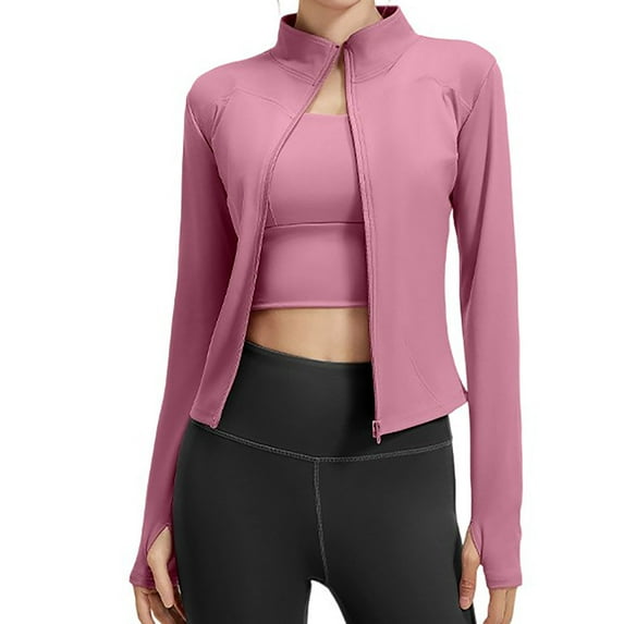 Karight Workout Jackets for Women, Full Zip Slim Fit Lightweight Athletic Running Sports Track Jacket with Pockets