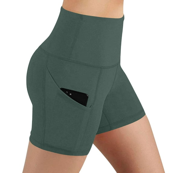 Karight Yoga Shorts with Pockets for Women High Waisted Biker Shorts Hide Tummy Running Work Gym Tight Pants Athletic Shorts