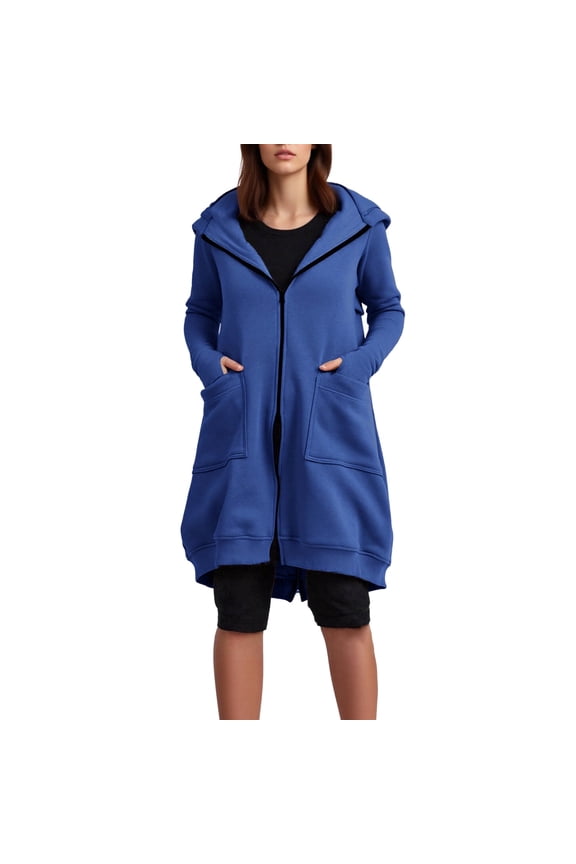 Zip Up Hoodie For Women Long Tunic Hooded Sweatshirt Casual Oversized Fleece Fall Winter Jacket Coat With Pocket