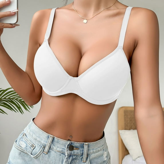 Karight ras for Women Unlined No Padding Comfort Underwire Plus Size Full Coverage Seamless Plunge Everyday Bras