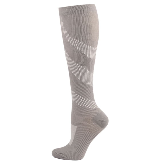Karimi Compression Socks for Women Unisex Diagonal Stripe Knee High Compression Socks, Gradient Pattern Stretch Calf Socks White Socks