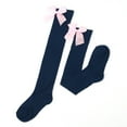 thumbnail image 1 of Karimi Pilates Socks Solid Thigh High Socks with Satin Bow, Cotton Over Knee Stockings, Stretchy Warmers for Halloween Party Costume Ruffle Socks, 1 of 2