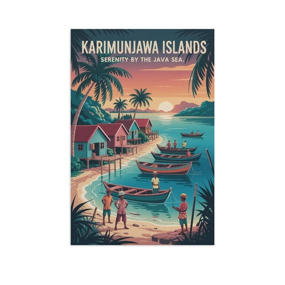 Karimunjawa Islands Serenity by The Java Sea Vintage Travel Poster Retro Indonesia Coastal Wall Art Canvas Poster