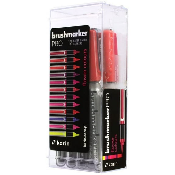 Karin Brushmarkers Pro Markers and Sets - Set of 12, Flower Colors