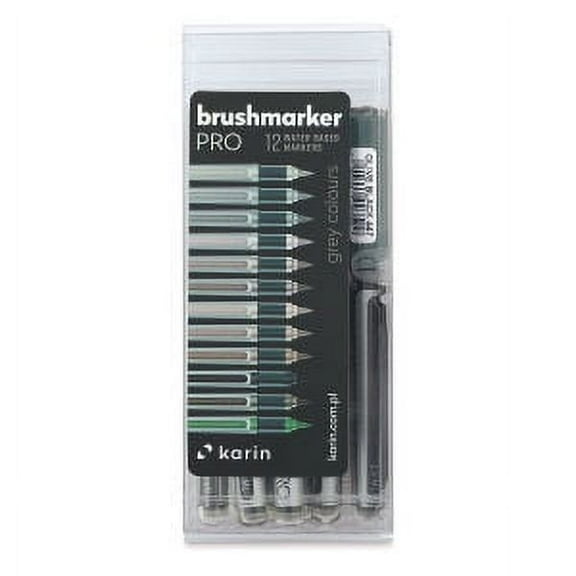 Karin Brushmarkers Pro Markers and Sets - Set of 12, Gray Colors