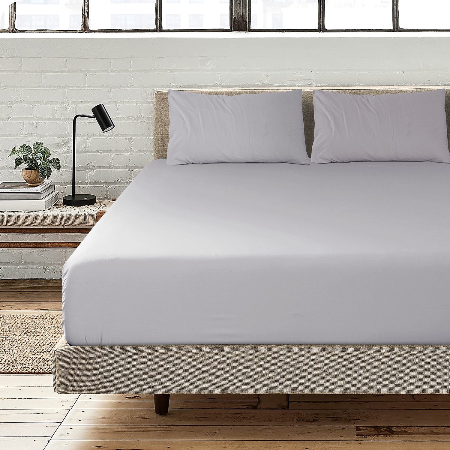 Karin Maki Queen Light Grey Fitted Sheet Only Brushed Microfiber 1800