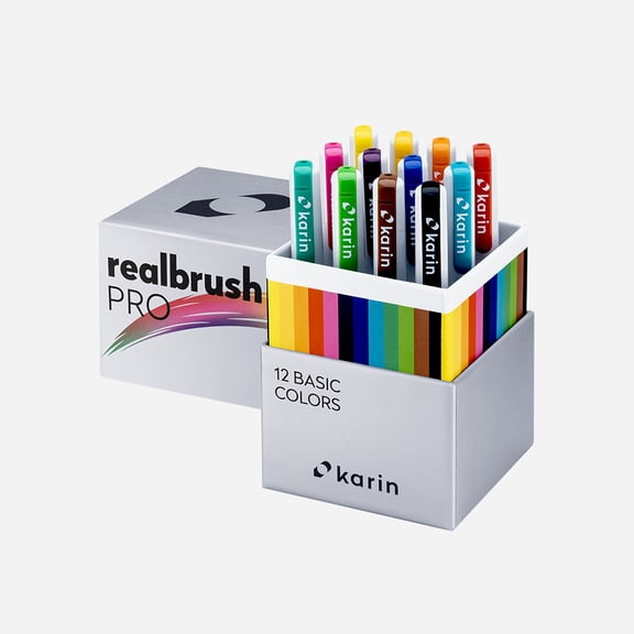 Karin Realbrush Pro Markers - Basic Colors, Set of 12