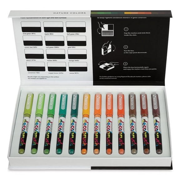 Karin Pigment Decobrush Markers - Set of 12, Nature Colors