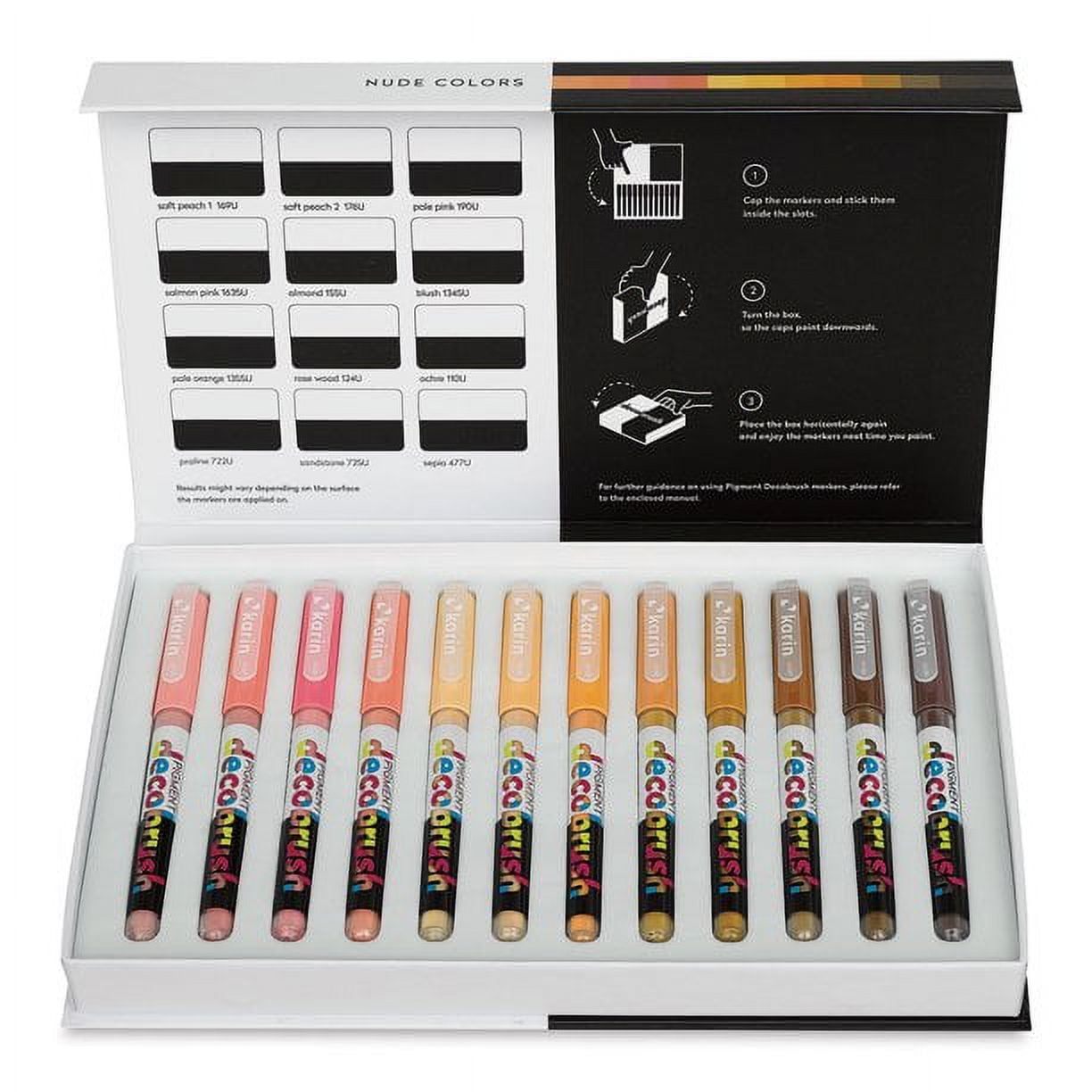Karin Pigment Decobrush Markers - Set of 12, Nude Colors