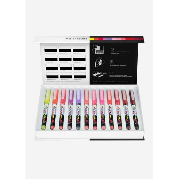 Karin Pigment Decobrush Markers - Set of 12, Passion Colors