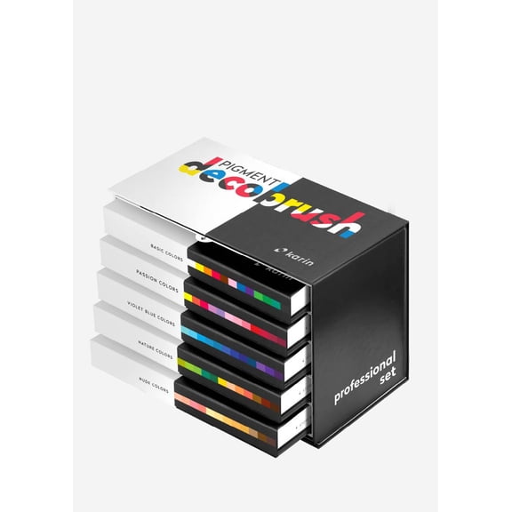 Karin Pigment Decobrush Markers - Set of 60, Professional Colors