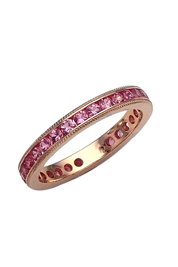 � Genuine Pink Sapphire Eternity Band With Millgrain
