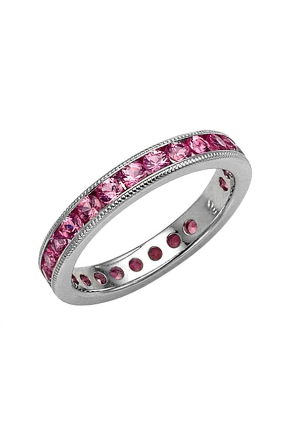 � Pink Sapphire Eternity Band With Millgrain