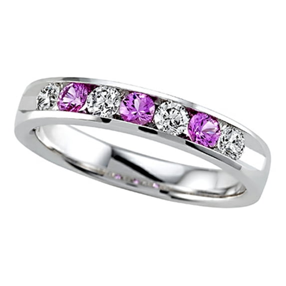 Karina B� Round Diamond and Pink Sapphire Band