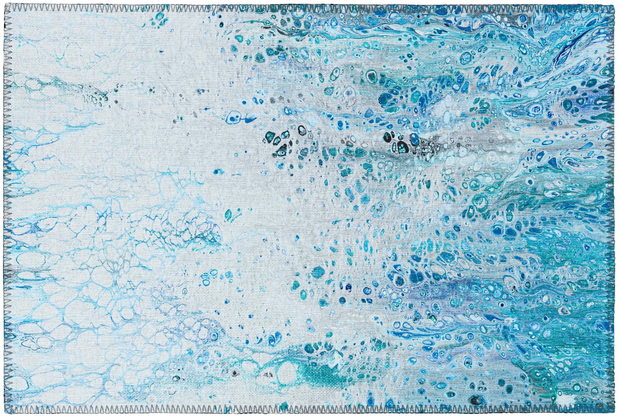 Karina Blue Abstract Chenille Non-Skid Accent Rug 1'8" x 2'6"