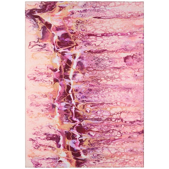 Karina Pink Contemporary Artistic Color Splash 5' x 7'6" Non-Skid Area Rug