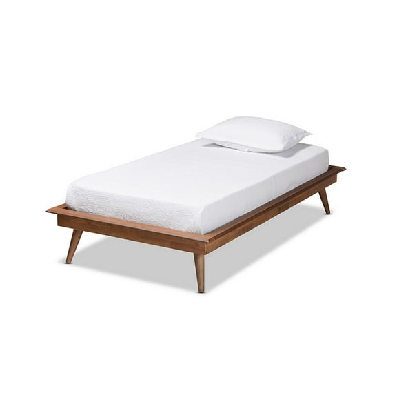 Karine Mid-Century Modern Walnut Brown Finished Wood Twin Size Platform Bed Frame