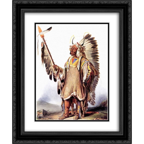 Karl Bodmer 2x Matted 20x24 Black Ornate Framed Art Print 'Mato-Tope, a Mandan chief'