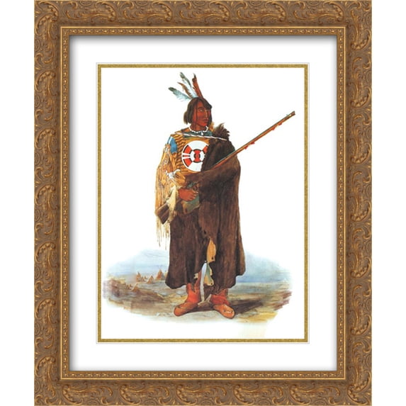 Karl Bodmer 2x Matted 20x24 Gold Ornate Framed Art Print 'Young Amerindian '