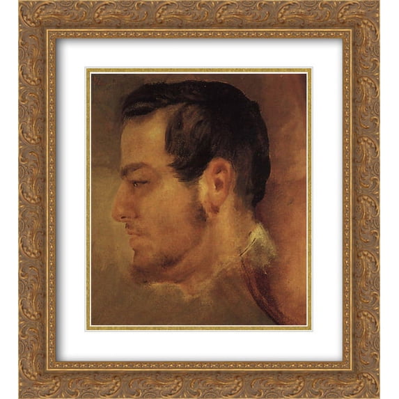 Karl Bryullov 2x Matted 20x22 Gold Ornate Framed Art Print 'Profile of Glinka'
