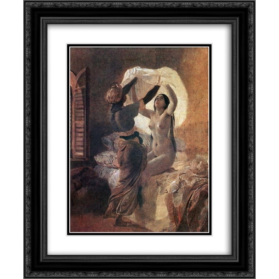 Karl Bryullov 2x Matted 20x24 Black Ornate Framed Art Print 'In a Harem. By Allah's Order Underwear Should Be Changed Once a Year '