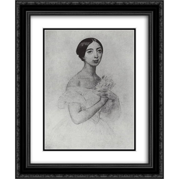 Karl Bryullov 2x Matted 20x24 Black Ornate Framed Art Print 'Portrait of the Singer Pauline Viardot Garcia'