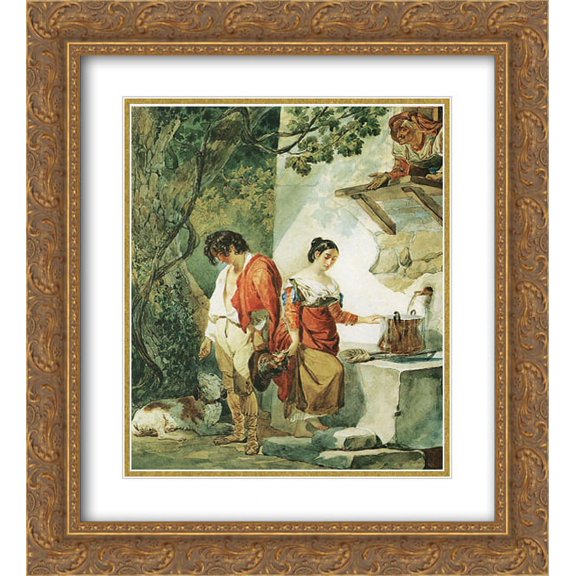 Karl Bryullov 2x Matted 20x24 Gold Ornate Framed Art Print 'An Interrupted Date'