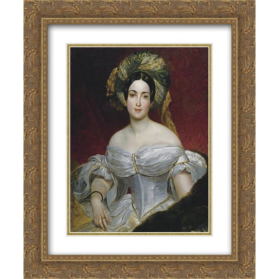 Karl Bryullov 2x Matted 20x24 Gold Ornate Framed Art Print 'Portrait of Aurora Demidova'