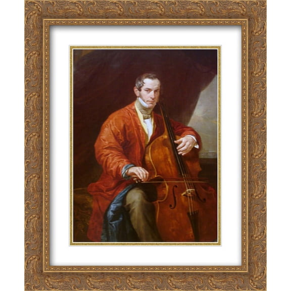 Karl Bryullov 2x Matted 20x24 Gold Ornate Framed Art Print 'Portrait of a Musician M. Vielgorsky'