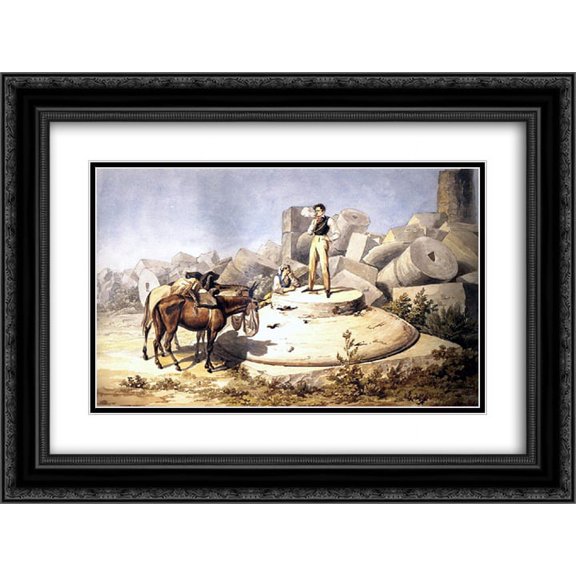 Karl Bryullov 2x Matted 24x18 Black Ornate Framed Art Print 'Portrait of V. A. Perovsky on column capitals'