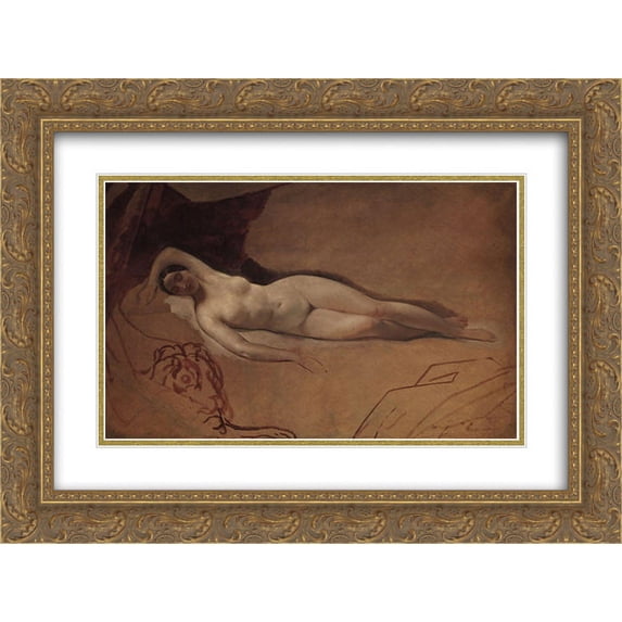 Karl Bryullov 2x Matted 24x20 Gold Ornate Framed Art Print 'Sleeping Juno'