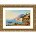 thumbnail image 1 of Karl-Ernst Morgenstern 18x13 Gold Ornate Wood Frame and Double Matted Museum Art Print Titled - View of the Amalfi Coast (1867), 1 of 4