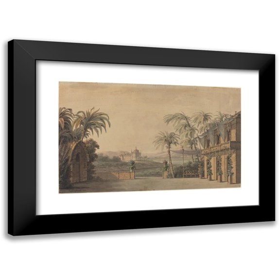 Karl Ferdinand Langhans 14x11 Black Modern Framed Museum Art Print Titled - Turkish Stage Design (1815)