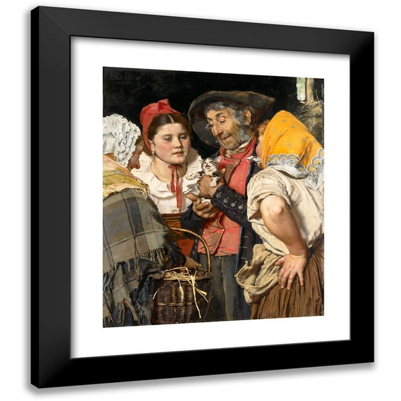 Karl Gussow 20x23 Black Modern Framed Museum Art Print Titled - Old Man's Treasure (The Cat)