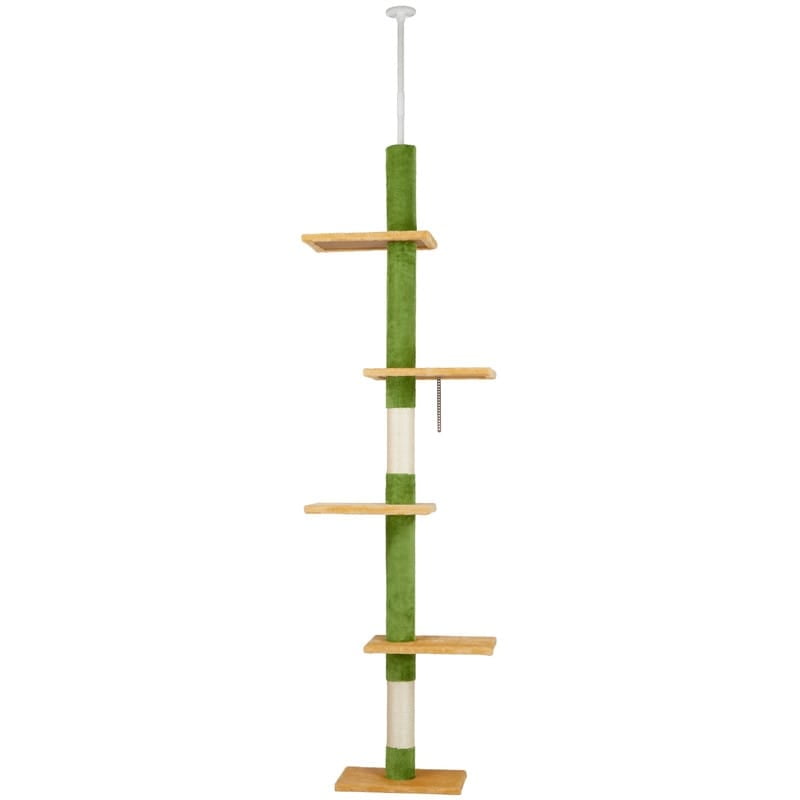 Adjustable Green and Beige Floor-to-Ceiling Cat Tree Tower