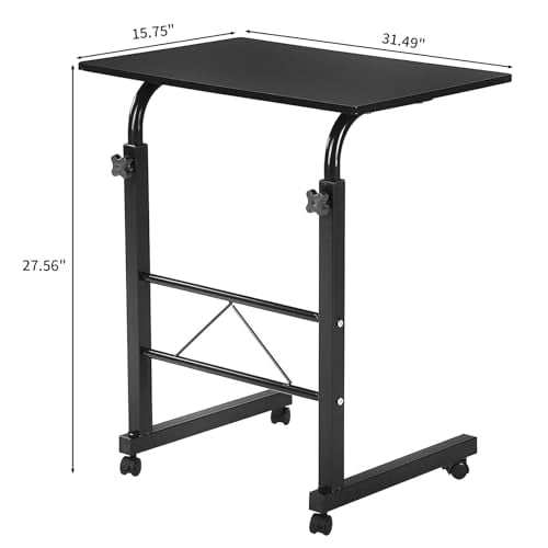 Karl Home Side Table Mobile Standing Computer Desk Adjustable Height Portable Laptop Table, TV Tray Workstation for Sofa Bed Home Office, Desktop 31.50" L x 18.11" W, Black