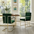 thumbnail image 1 of Karl Hunter Green/Gold Velvet Dining Chairs, Pack of 2 - Button Tufted, Square Arm, Gold Frame, 1 of 9