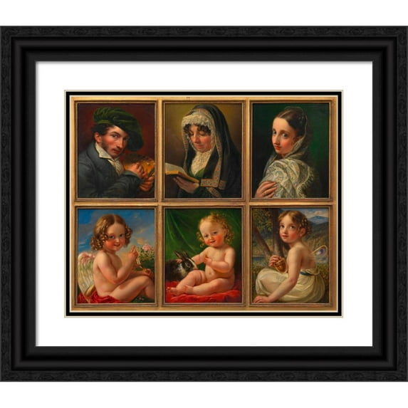 Karl Joseph Aloys Agricola 18x15 Black Ornate Wood Framed Double Matted Museum Art Print Titled - Self -Portrait (Tableau of Six Portraits of the Agricola Family) (1818)