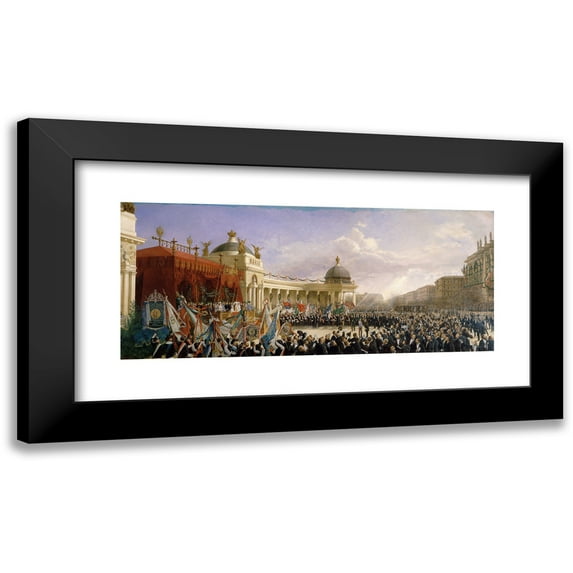 Karl Karger 14x8 Black Modern Framed Museum Art Print Titled - Homage of the Singers of Austria to the Imperial Couple on April 27, 1879 (1880)