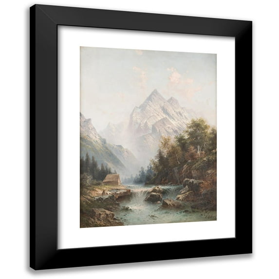 Karl Kaufmann 11x14 Black Modern Framed Museum Art Print Titled - Wild Stream in the Mountains