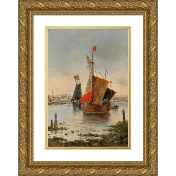 Karl Kaufmann 11x14 Gold Ornate Wood Frame and Double Matted Museum Art Print Titled - Scene of Constantinople