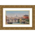 thumbnail image 1 of Karl Kaufmann 14x10 Gold Ornate Wood Frame and Double Matted Museum Art Print Titled - Rome, View of the Castel Sant’Angelo, 1 of 4