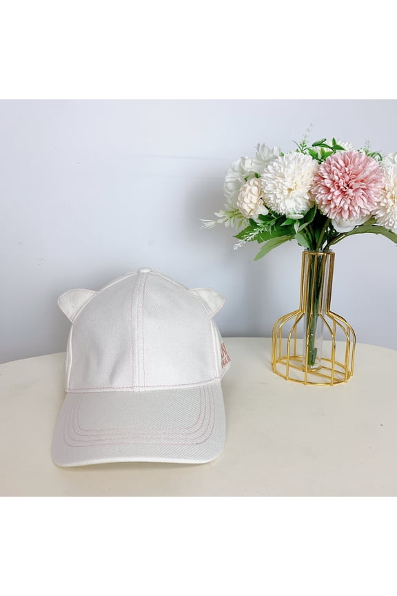Karl Lagerfeld L1WH6631 CAT EAR BASEBALL HAT IN Eggshell