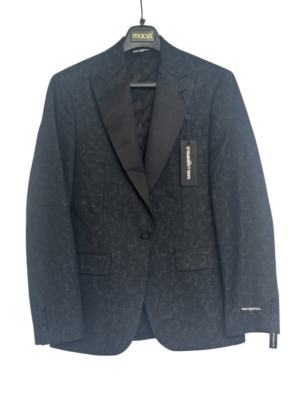 Karl Lagerfeld Mens Modern fit Dinner Jacket Blazer 40 S Black Floral Stretch