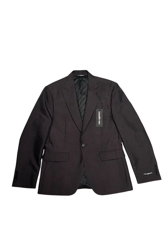 Karl Lagerfeld Mens Modern fit Sport Coat Blazer 46 R Burgundy Red Herringbone