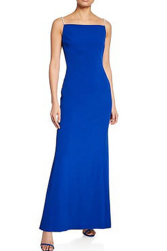 BLUE Women's Column Gown W/ Pearly Straps, US 10