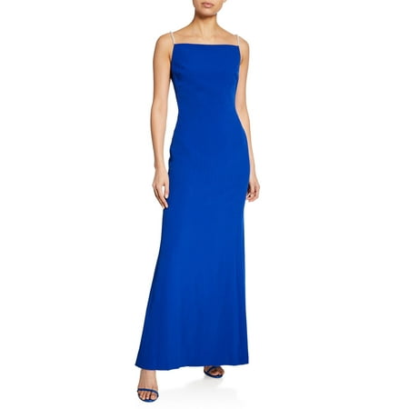 Karl Lagerfeld Paris BLUE Women's Column Gown with Pearly Straps, US 12