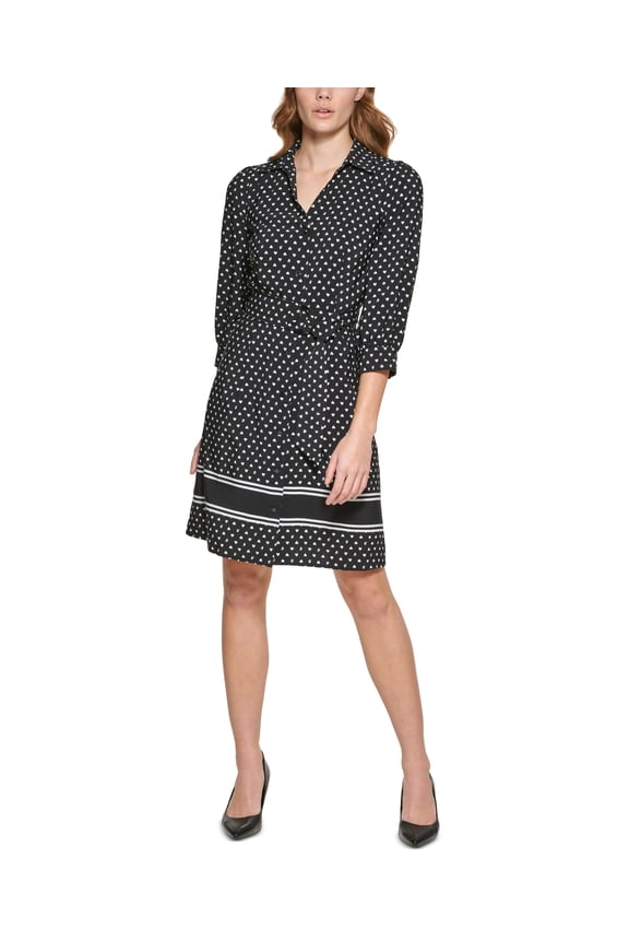 Heart Print Shirtdress Blacksoft White 6