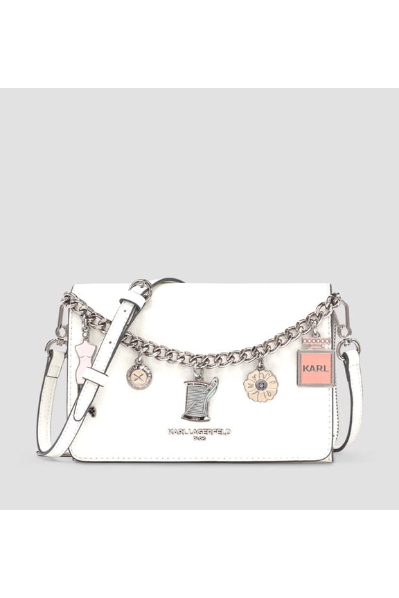 The Lourdes Swag Chain Crossbody Bag Winter White /Gold